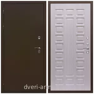 3 контура, Дверь недорогая входная в дом с утеплением Армада Термо Молоток коричневый/ МДФ 16 мм ФЛ-183 Дуб белёный в коридор