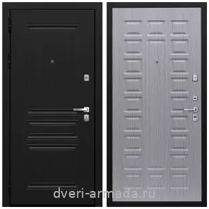 Темные входные двери, Дверь входная Армада Экстра МДФ 10 мм ФЛ-243 Черная шагрень / МДФ 16 мм ФЛ-183 Дуб беленый