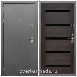 4 контура, Дверь входная Армада Оптима Антик серебро / МДФ 16 мм СБ-14 Эковенге стекло черное