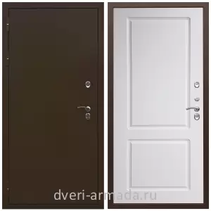 3 контура, Дверь входная уличная в дом Армада Термо Молоток коричневый/ МДФ 16 мм ФЛ-117 Белый матовый