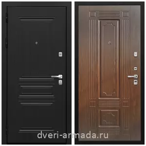 Темные входные двери, Дверь входная Армада Экстра МДФ 10 мм ФЛ-243 Черная шагрень / МДФ 16 мм ФЛ-2 Мореная береза