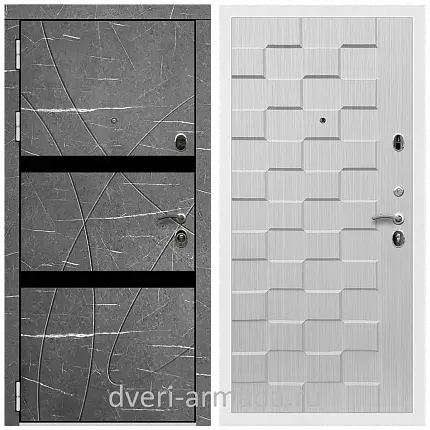 Дверь входная Армада Престиж Белая шагрень МДФ 16 мм Торос графит / МДФ 16 мм ОЛ-39 Лиственница беж